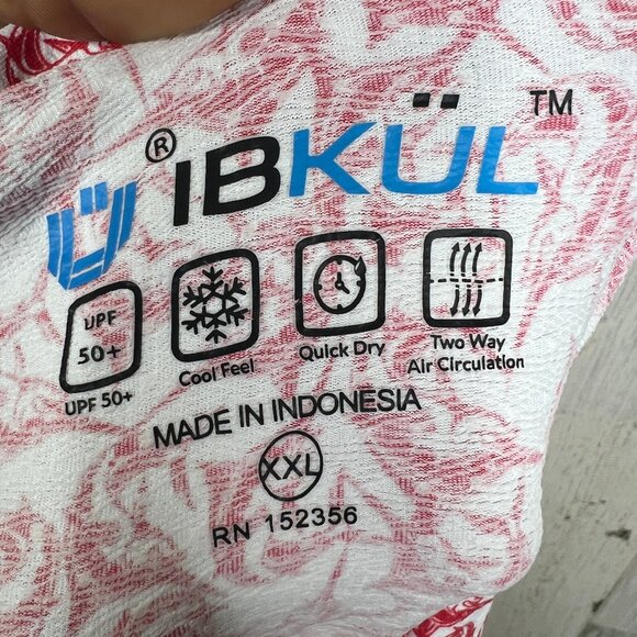 IBKUL Mens Polo Shirt XXL Short Sleeve Fish Marlin Print Geometric Stretch Red - Picture 5 of 8